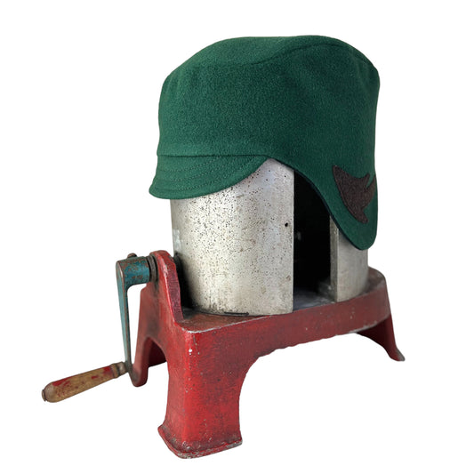 Green Amelia Wool Ear Flap Helmet Hat - X Large