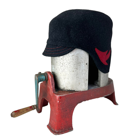 Black Amelia Wool Ear Flap Womens Helmet Hat - X Large