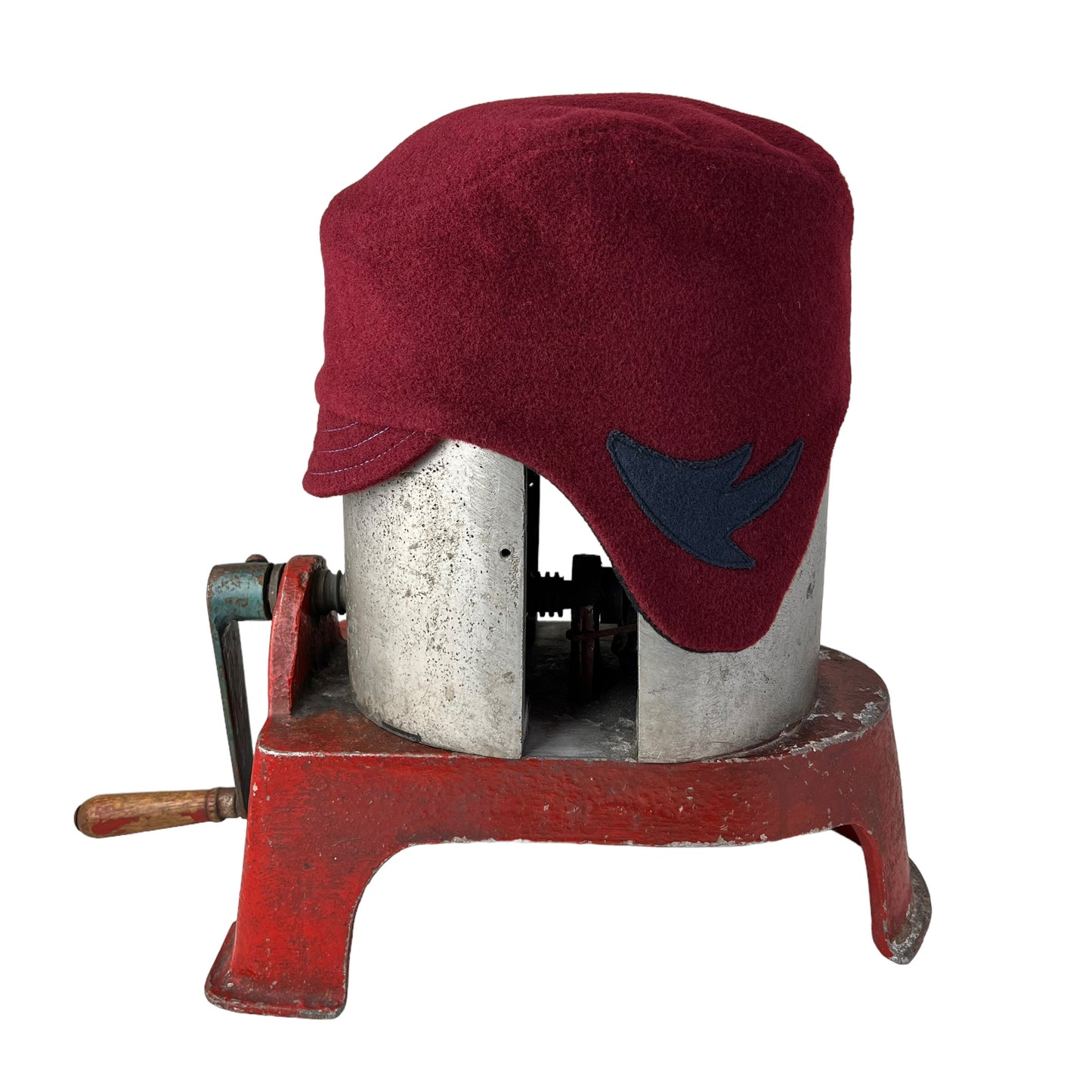 Red Amelia Wool Ear Flap Helmet Hat - Large