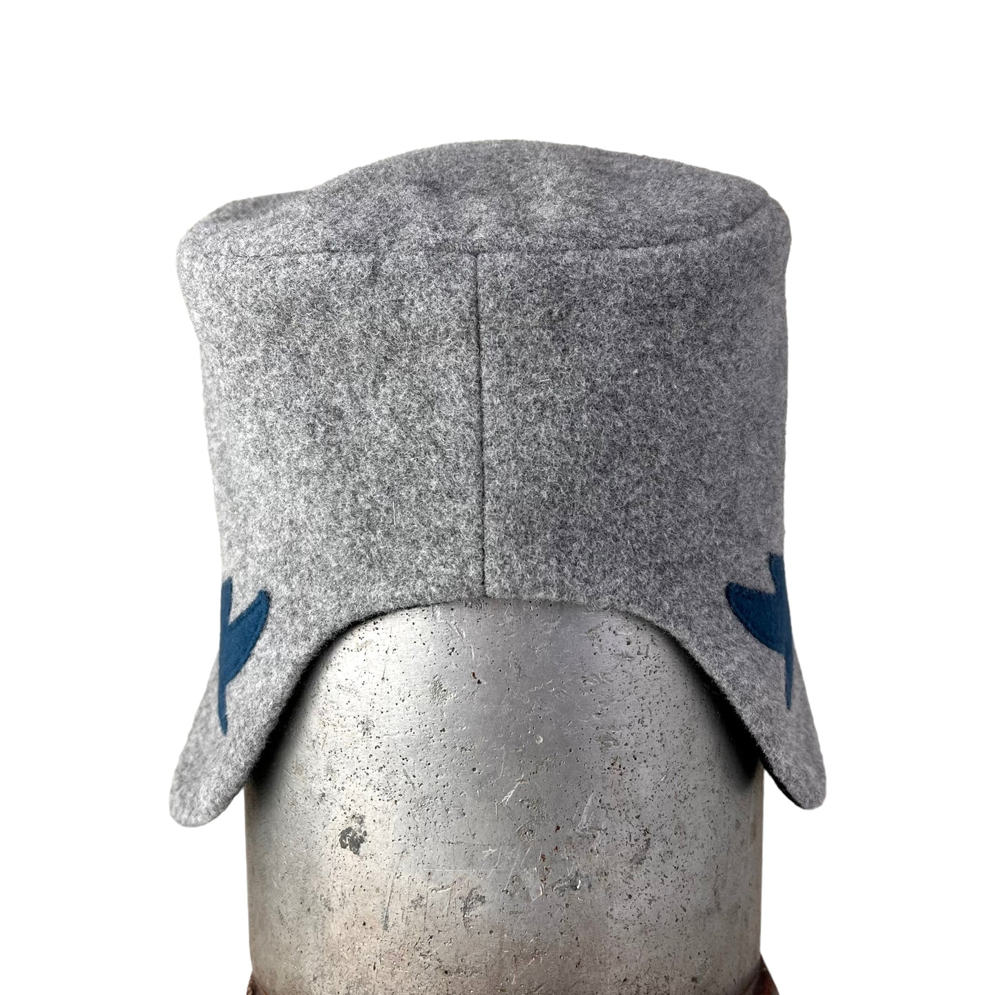 Grey Blue Amelia Wool Ear Flap Helmet Hat - Large