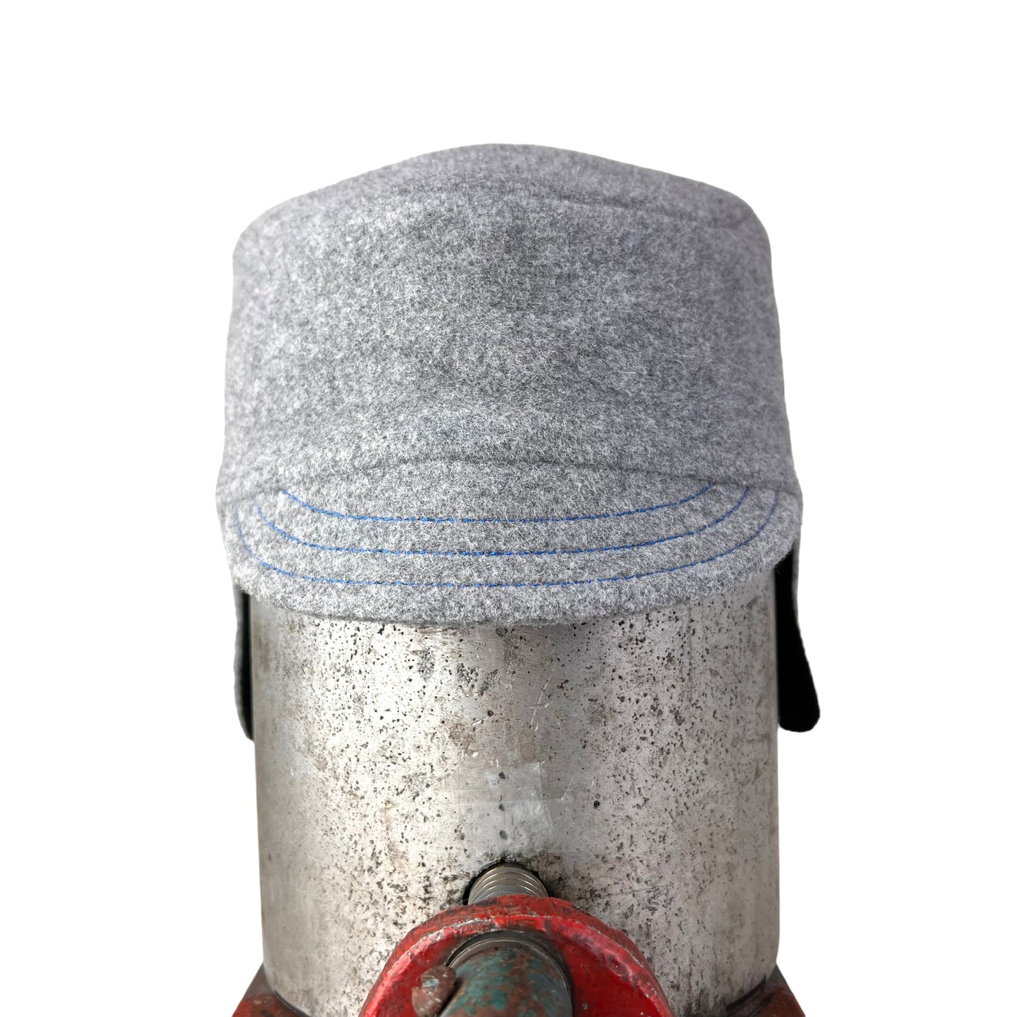 Grey Blue Amelia Wool Ear Flap Helmet Hat - Large