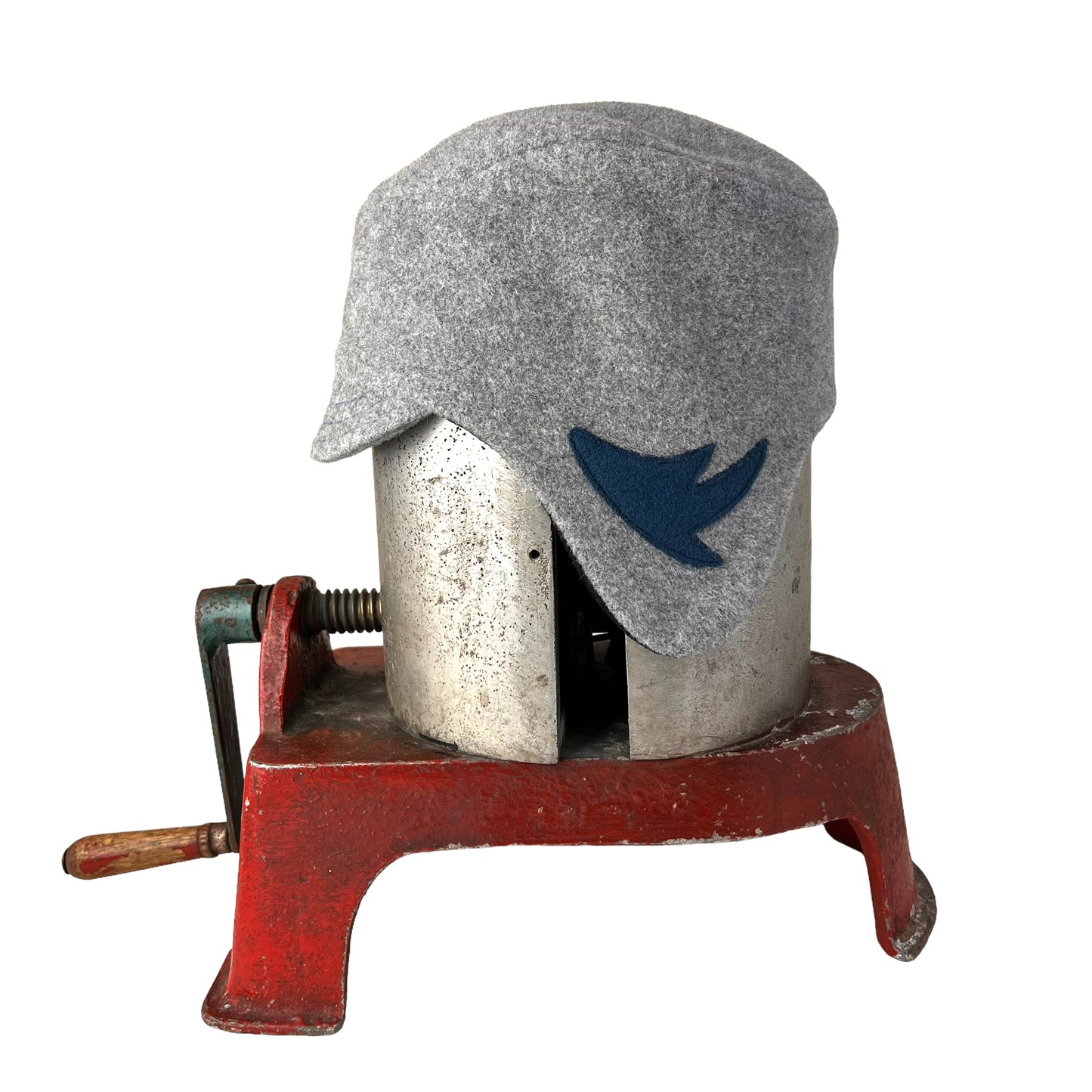 Grey Blue Amelia Wool Ear Flap Helmet Hat - Large
