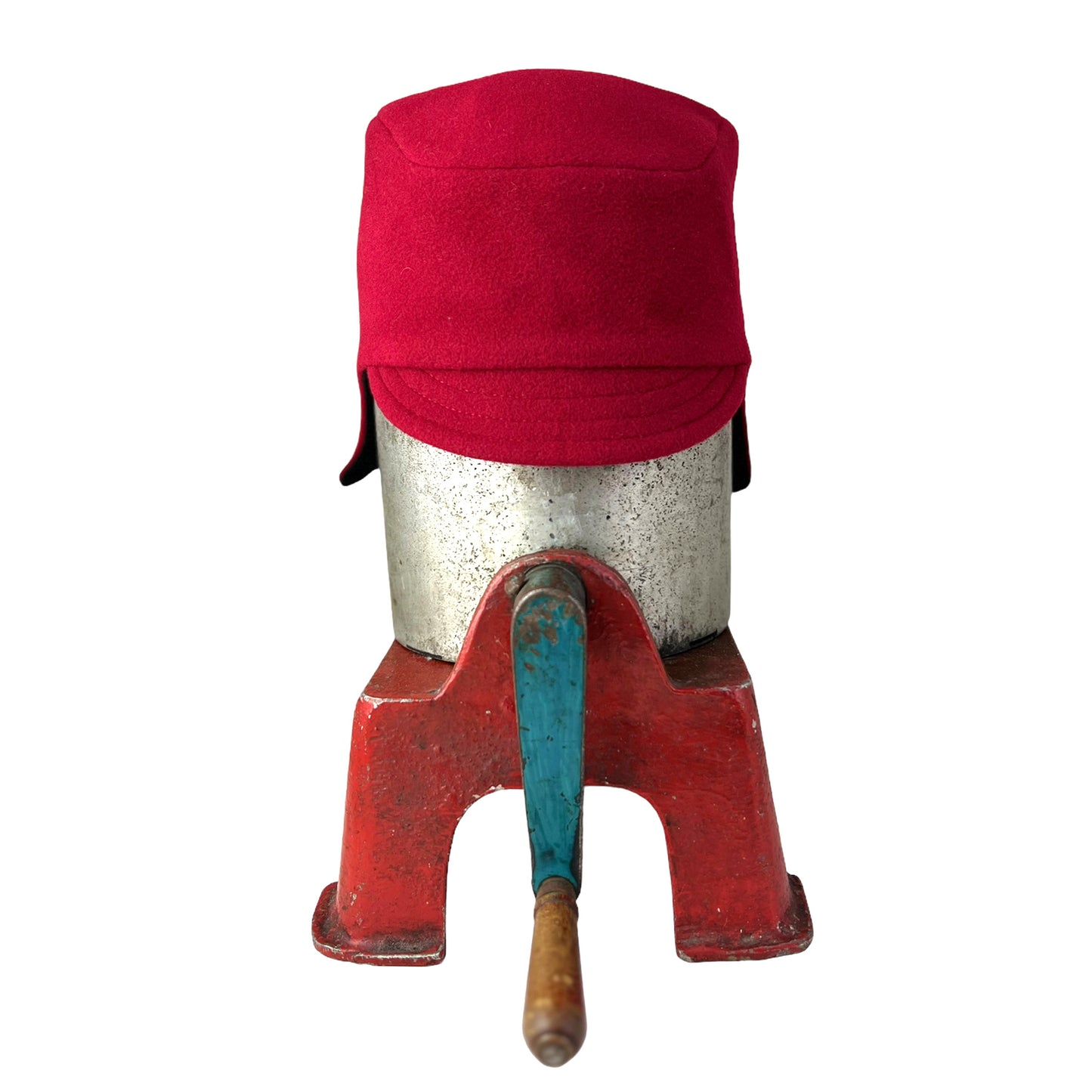 Red Amelia Wool Ear Flap Womens Helmet Hat - Large