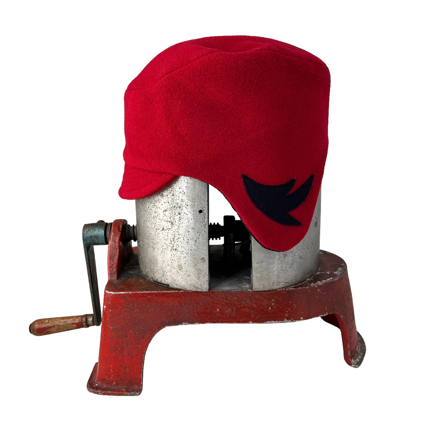 Red Amelia Wool Ear Flap Womens Helmet Hat - Large
