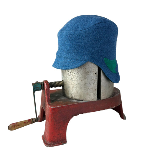 Blue Amelia Wool Ear Flap Helmet Hat - X Small