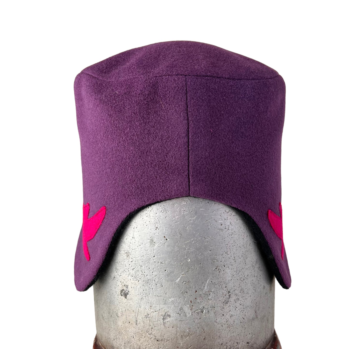 Purple Amelia Wool Ear Flap Helmet Hat - Small