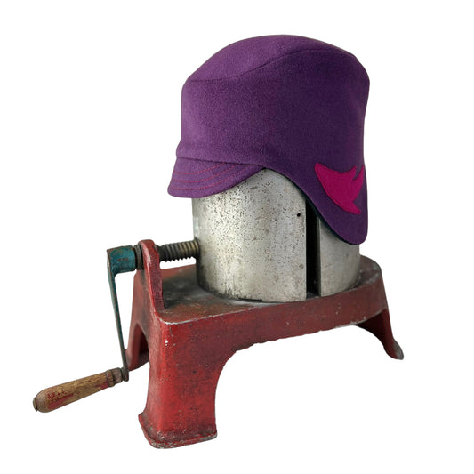 Purple Amelia Wool Ear Flap Helmet Hat - Small