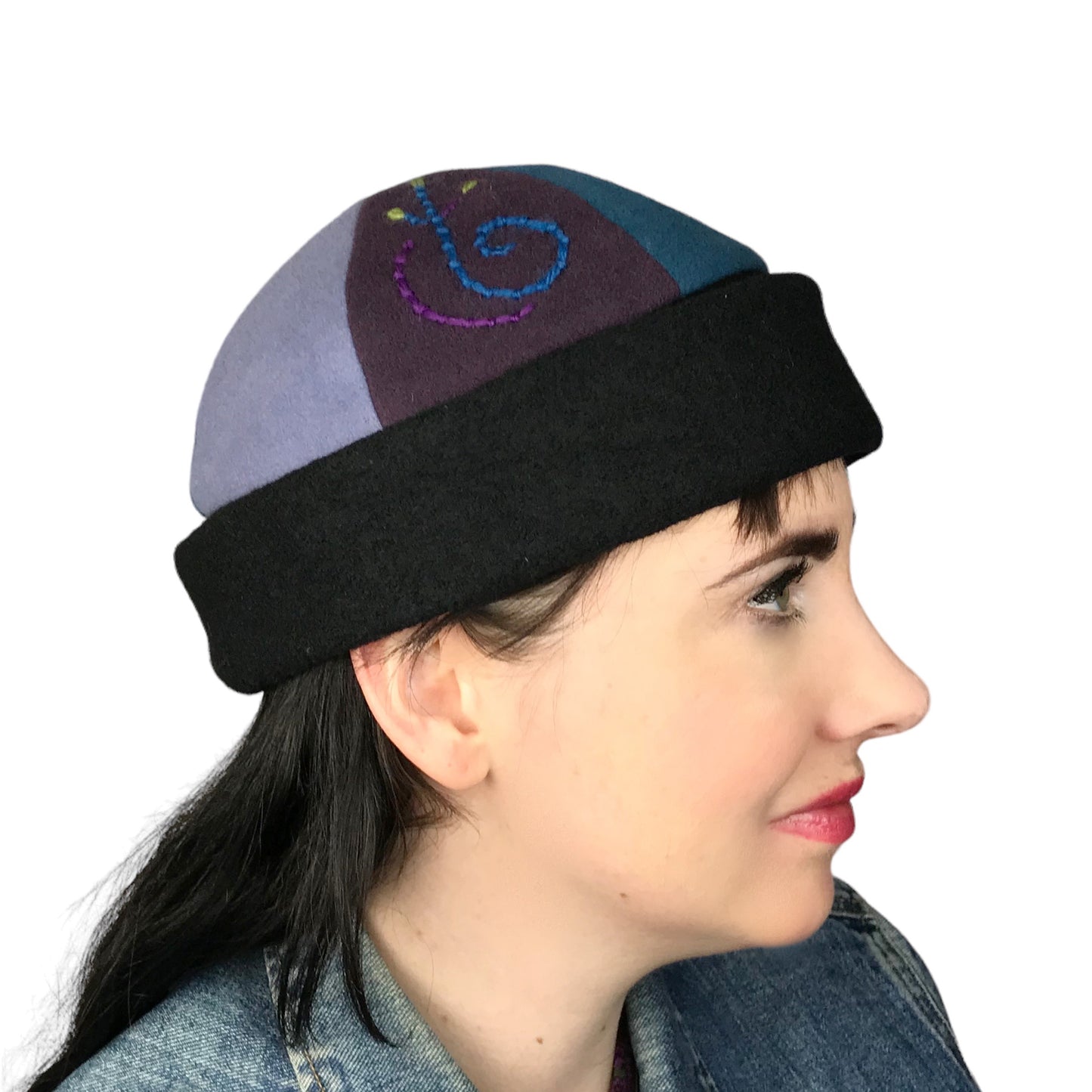 Aqua Plum Blue Beanie Wool Slouchy Toque - Medium
