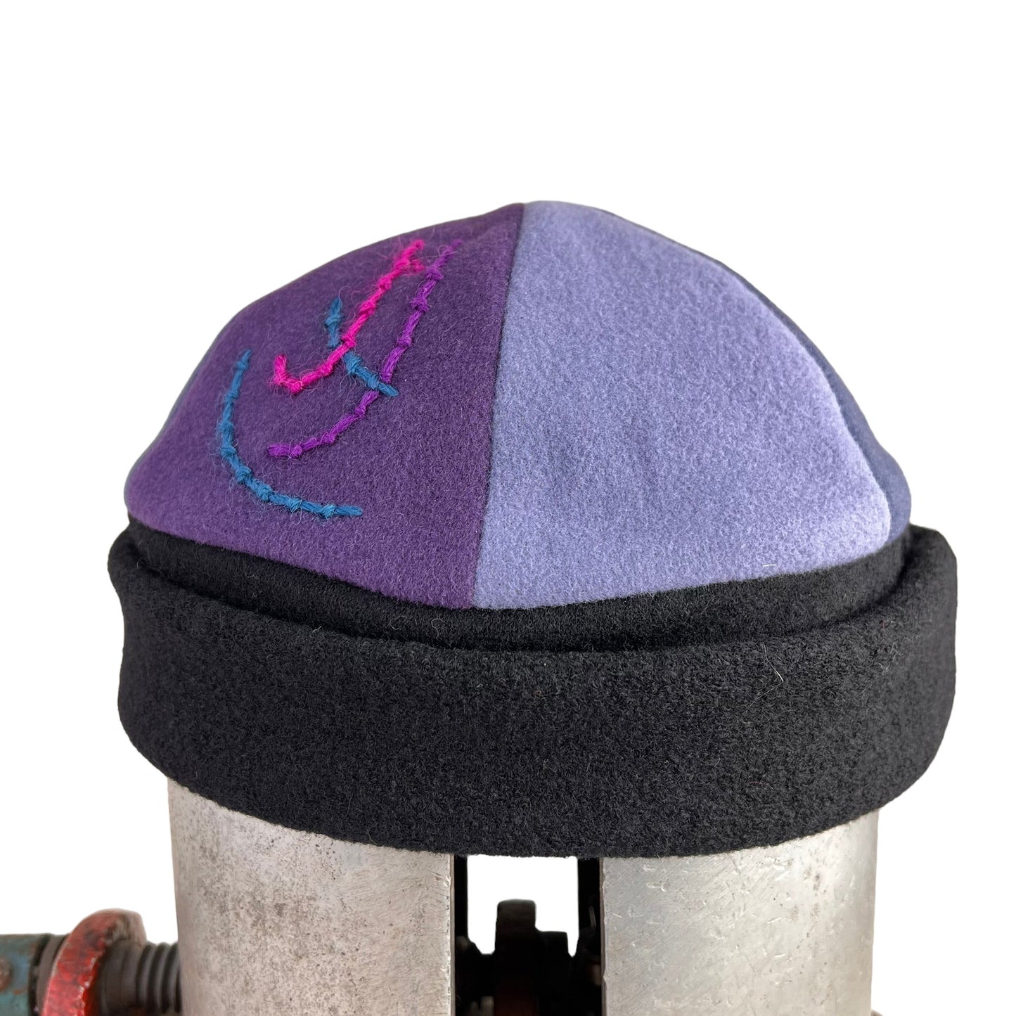 Blue Mauve Beanie Wool Cap Slouchy Toque - Large
