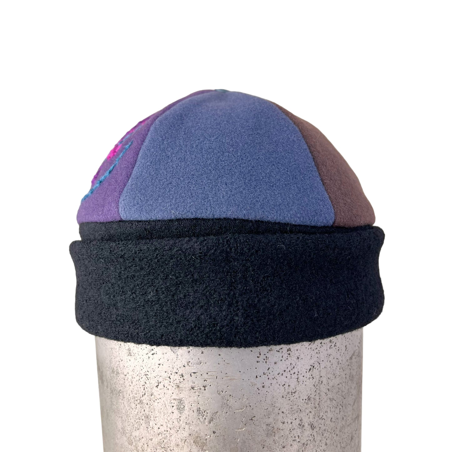 Blue Mauve Beanie Wool Cap Slouchy Toque - Large