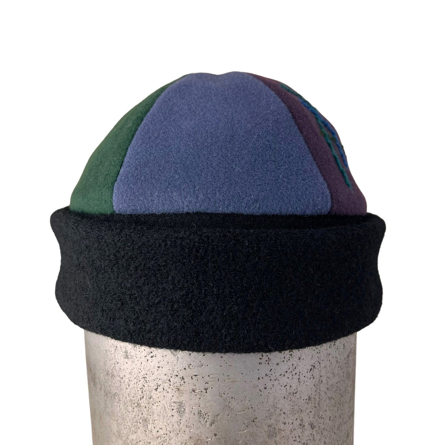 Blue Brown Green Beanie Wool Cap Slouchy Toque - Large