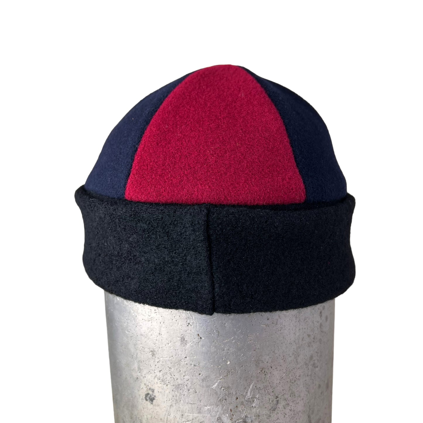 Red Navy Black Beanie Wool Slouchy Toque Cap - Medium