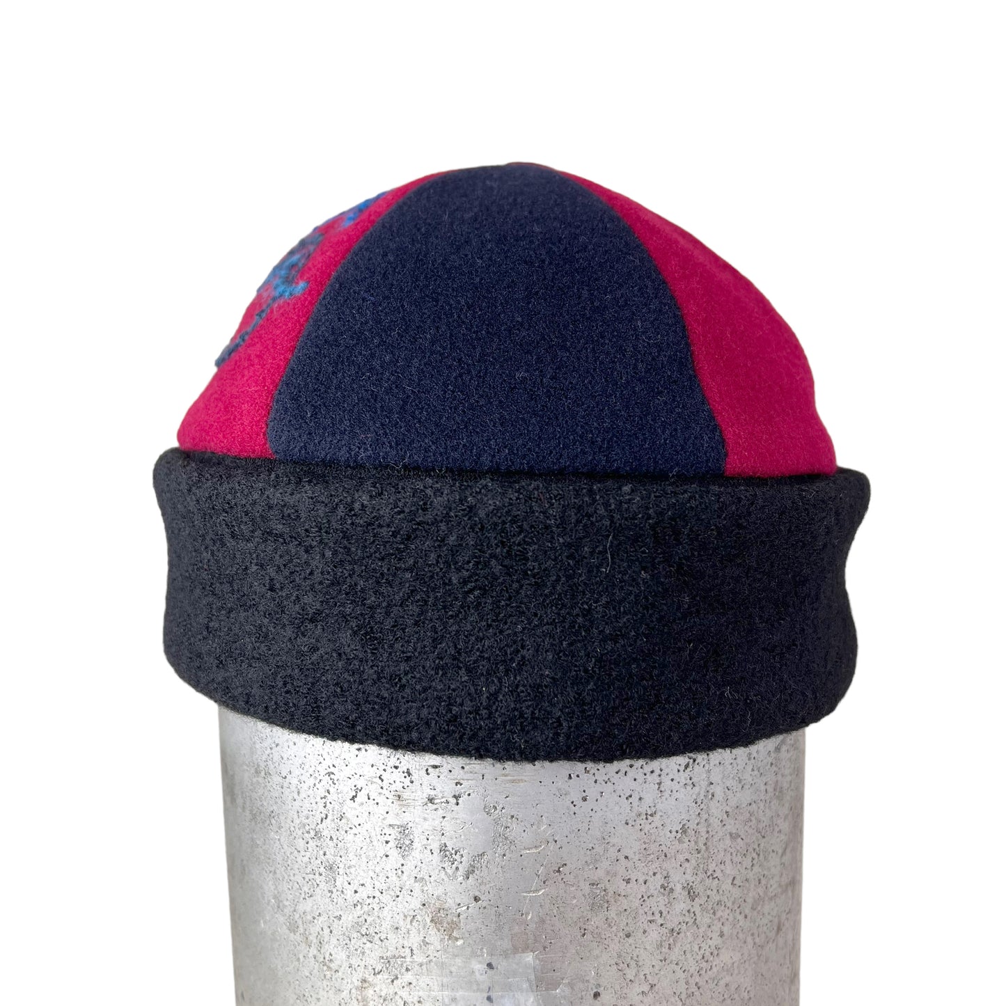 Red Navy Black Beanie Wool Slouchy Toque Cap - Medium