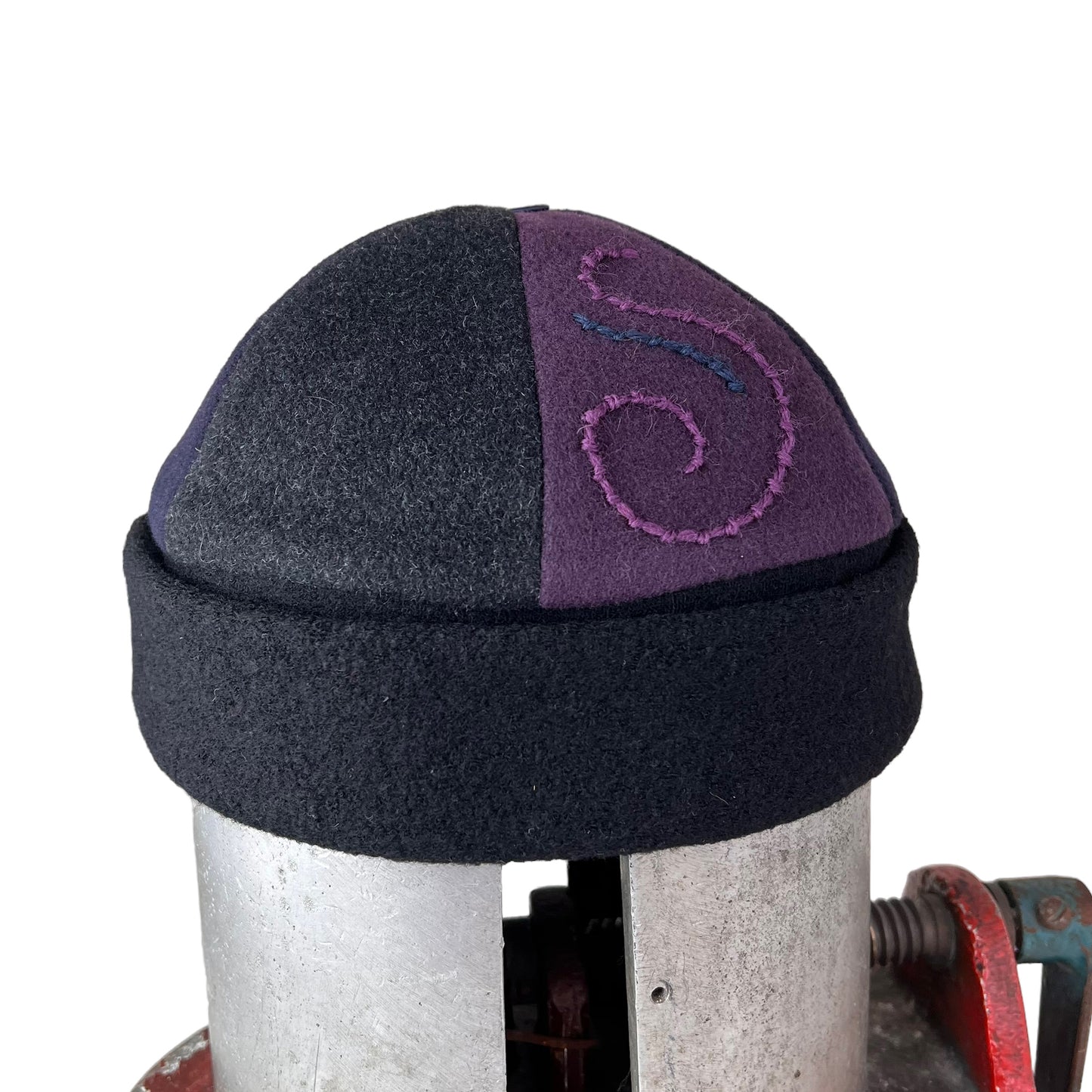 Charcoal and Navy Beanie Wool Slouchy Toque Cap - Medium