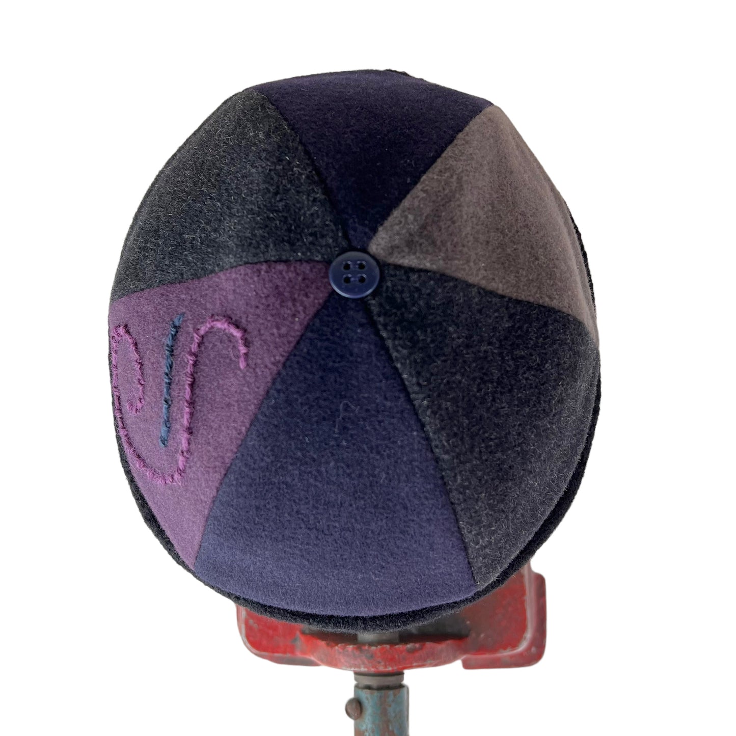 Charcoal and Navy Beanie Wool Slouchy Toque Cap - Medium