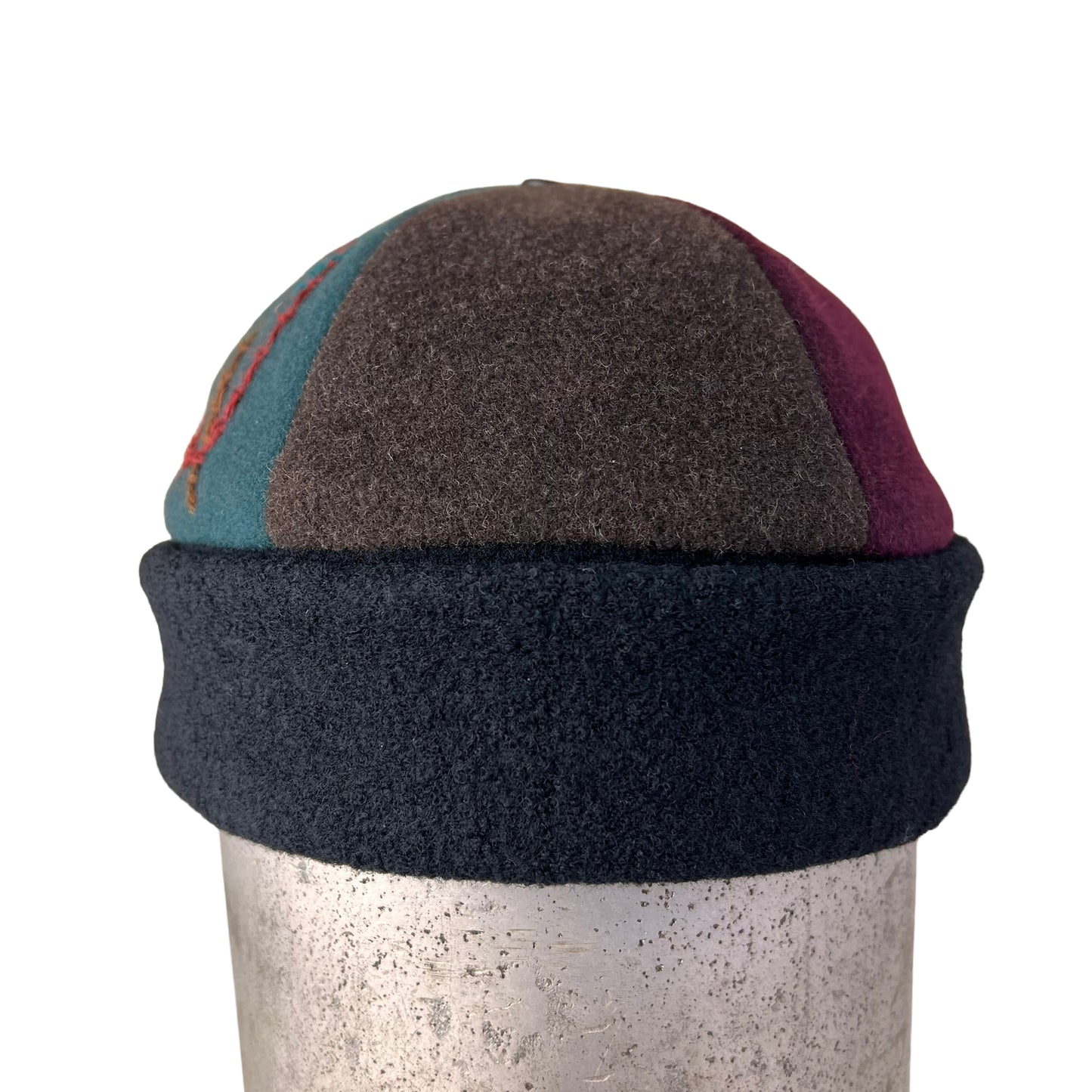 Brown Blue Black Beanie Wool Cap Slouchy Toque - Large