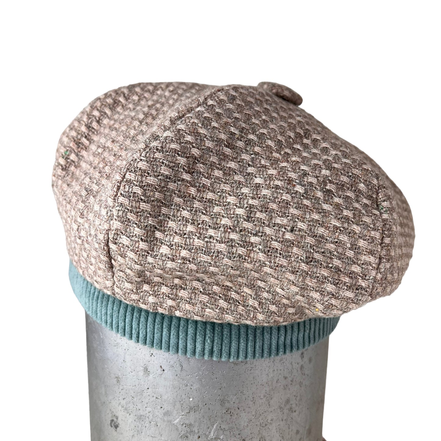 Bella Beret Wool Tam Medium Beige Tan Seafoam Green