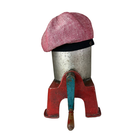 Bella Beret Linen Tam Small Red Black