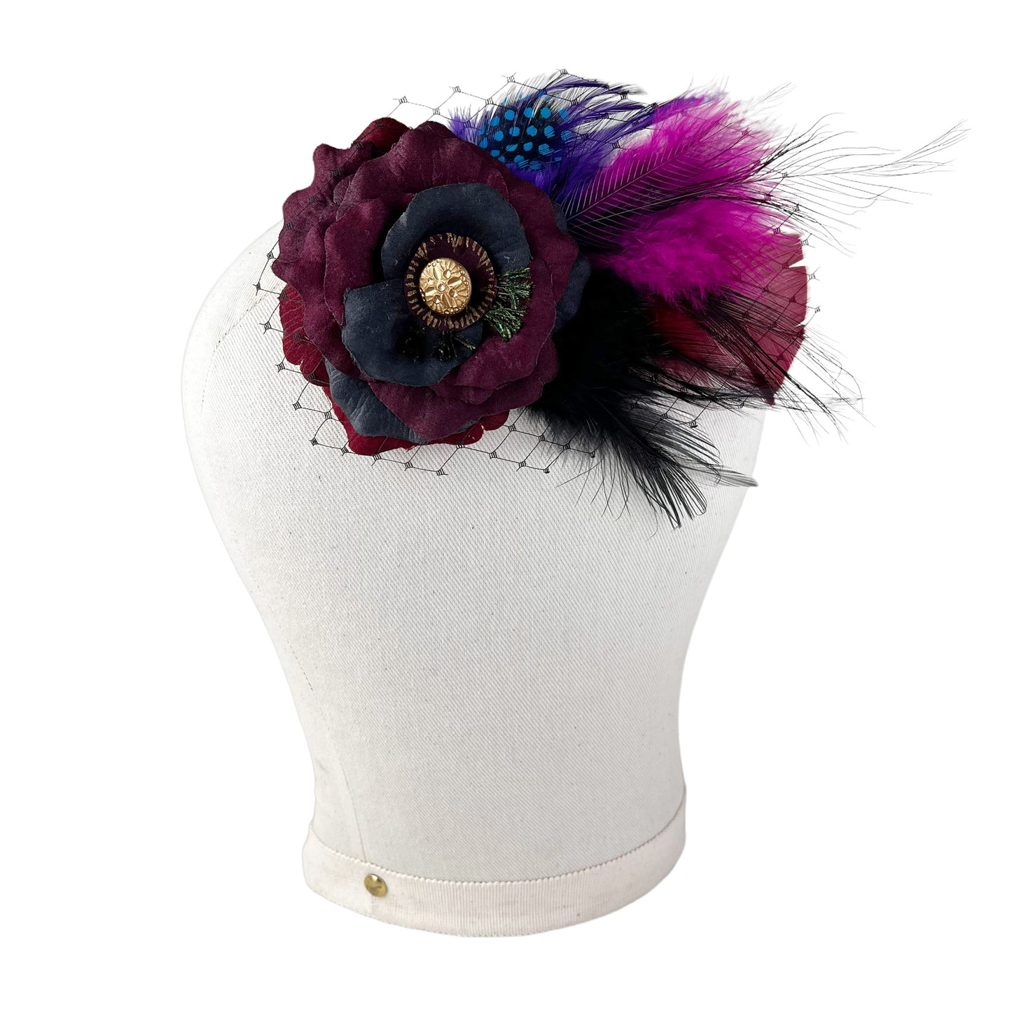 Black Crimson Rose Fascinator Clip