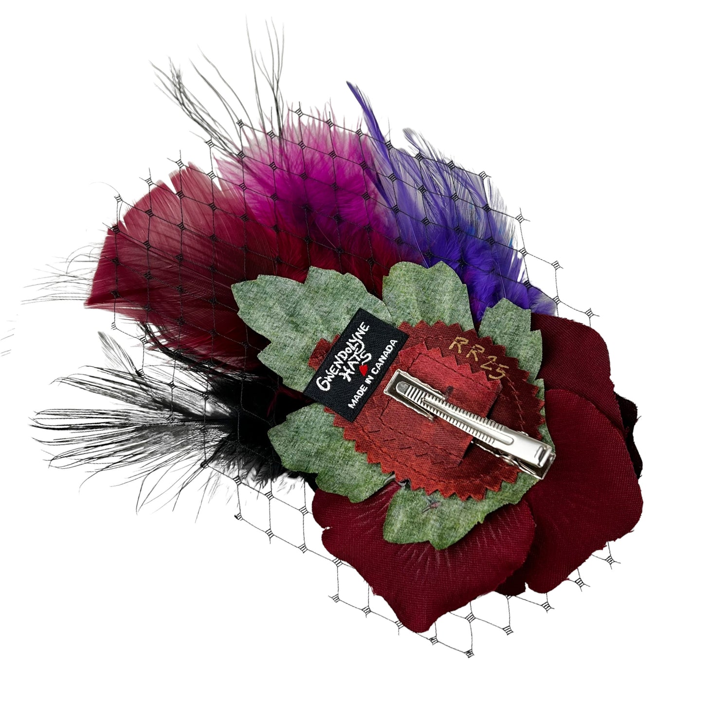 Black Crimson Rose Fascinator Clip