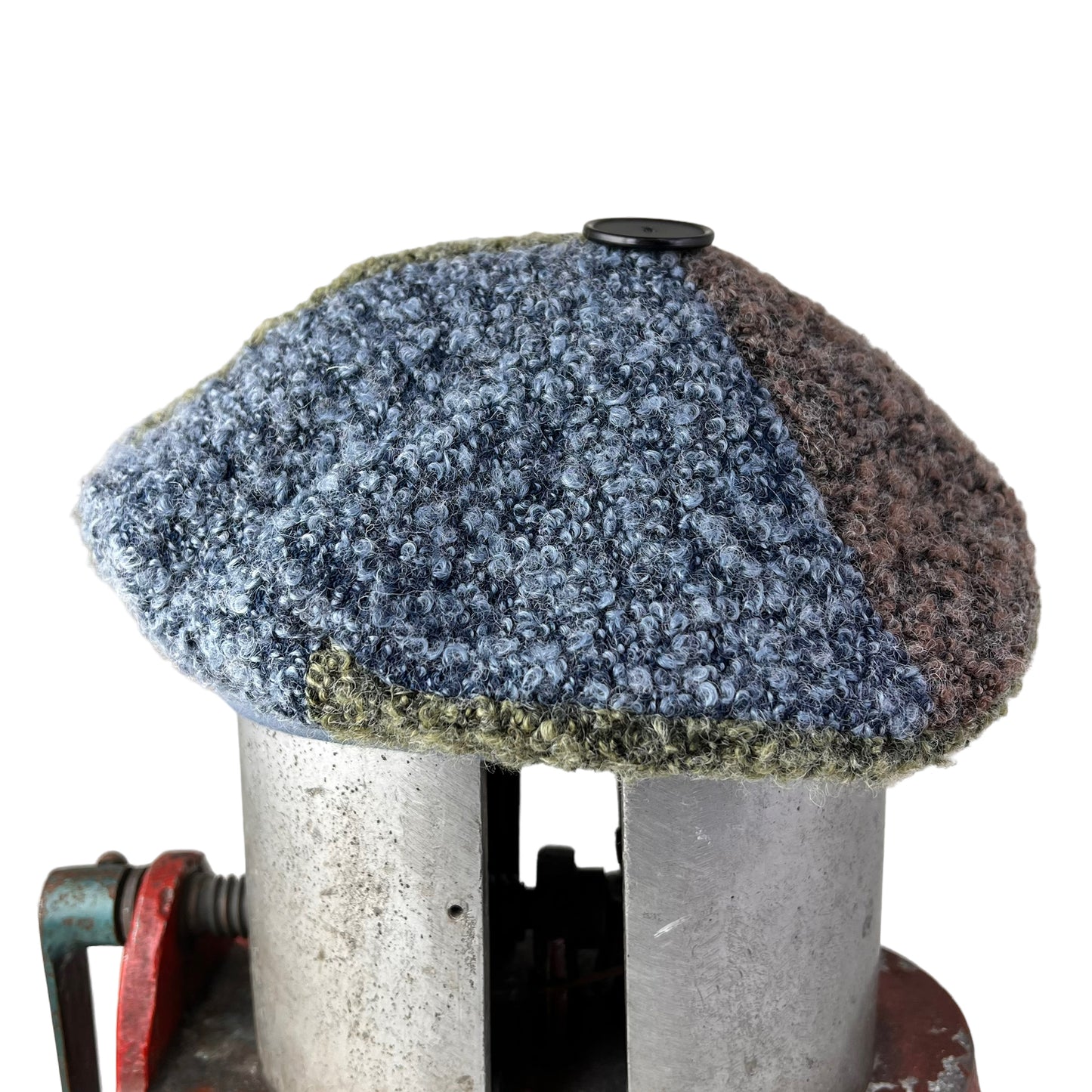 Boucle Knit Beret Tam Large Brown Blue
