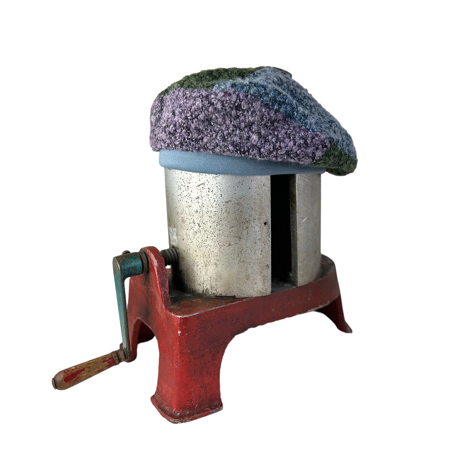 Boucle Knit Beret Tam Large Purple Green Blue