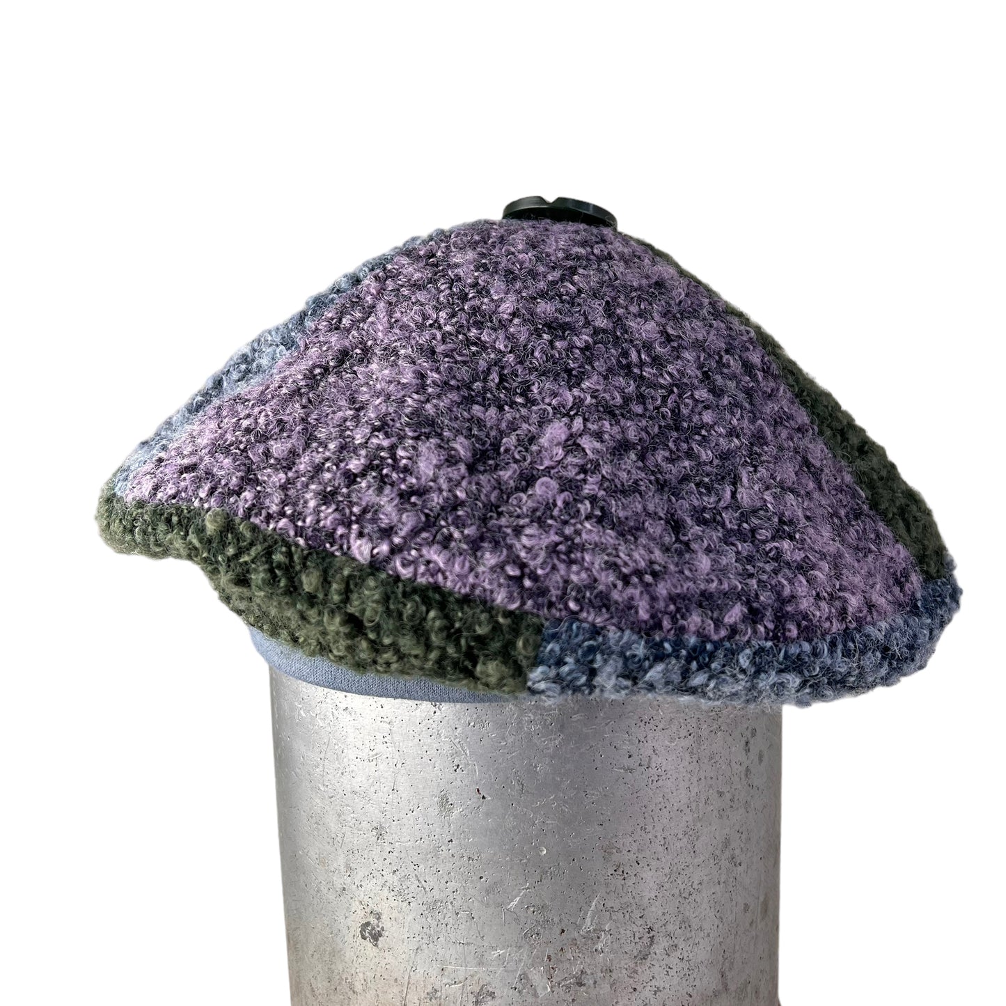 Boucle Knit Beret Tam Large Purple Green Blue