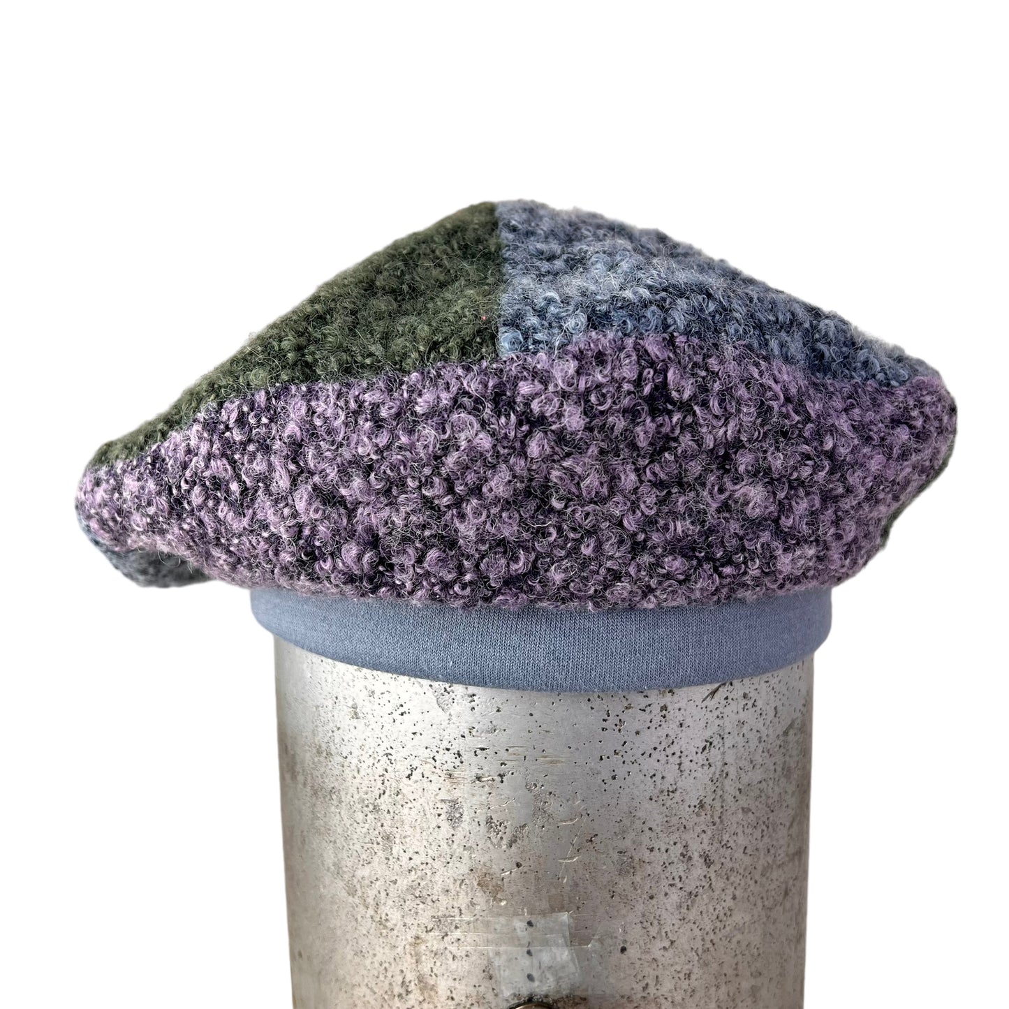 Boucle Knit Beret Tam Large Purple Green Blue
