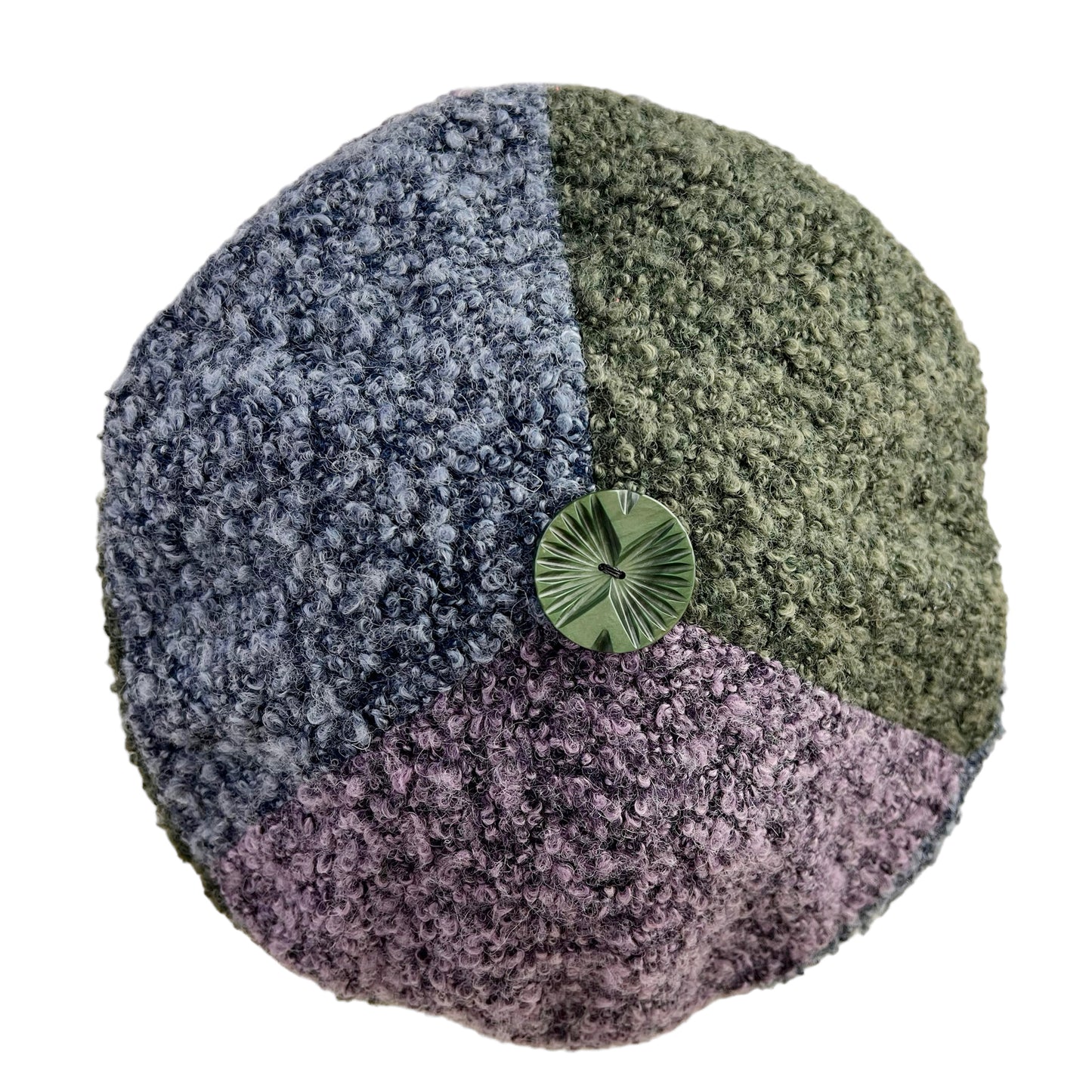 Boucle Knit Beret Tam Large Purple Green Blue