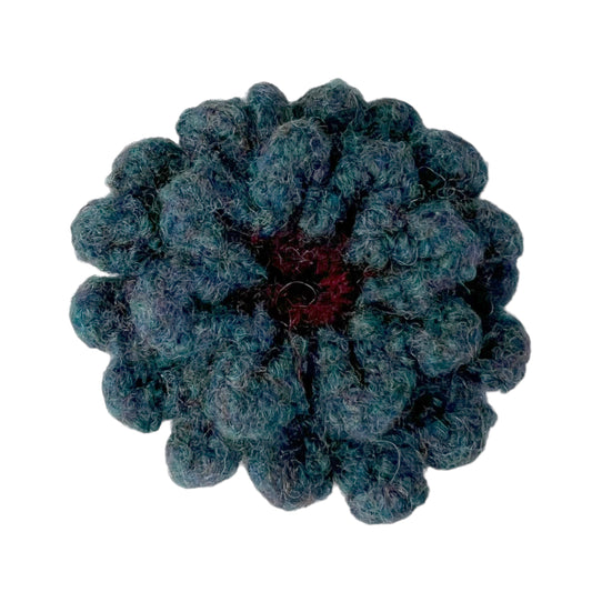 Felted Crochet Wool Flower Flower Brooch Emerald Green red