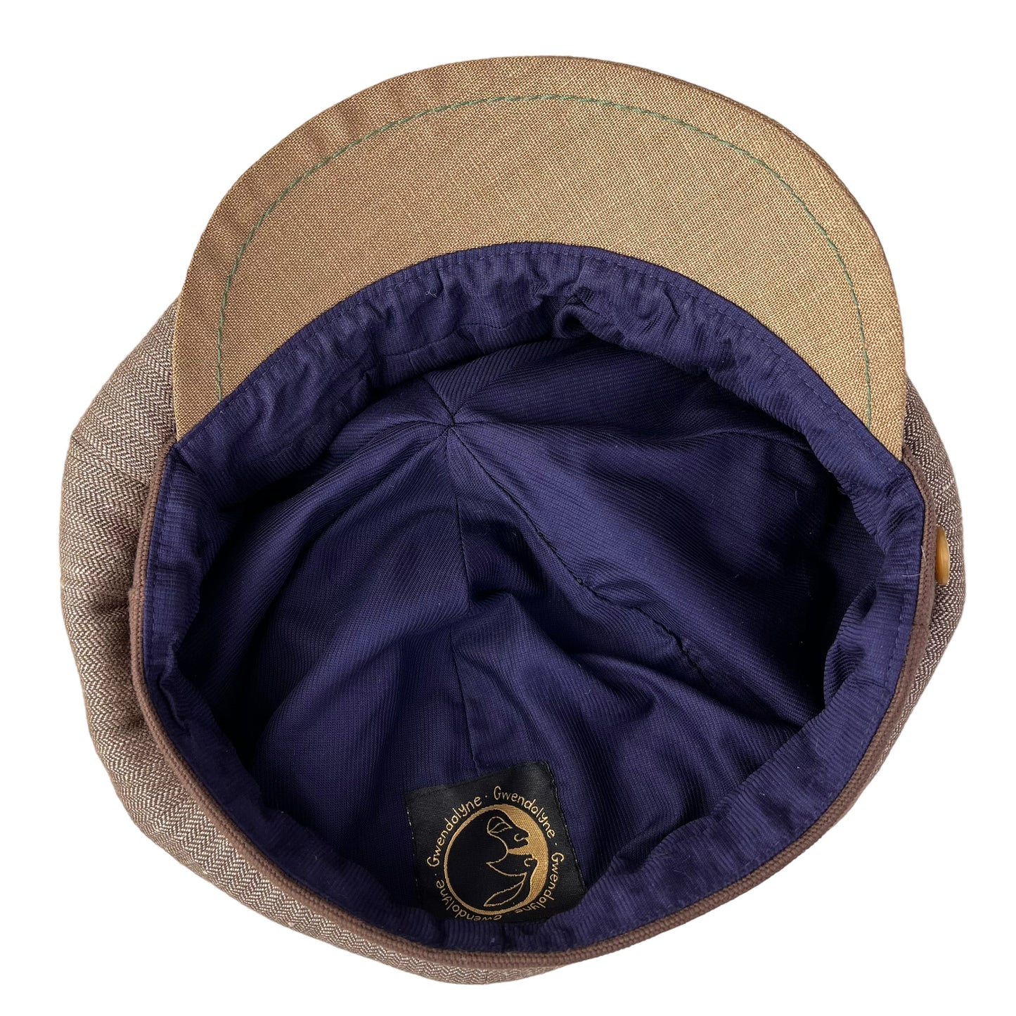 Carnaby Linen Cap X Large Brown White Herringbone