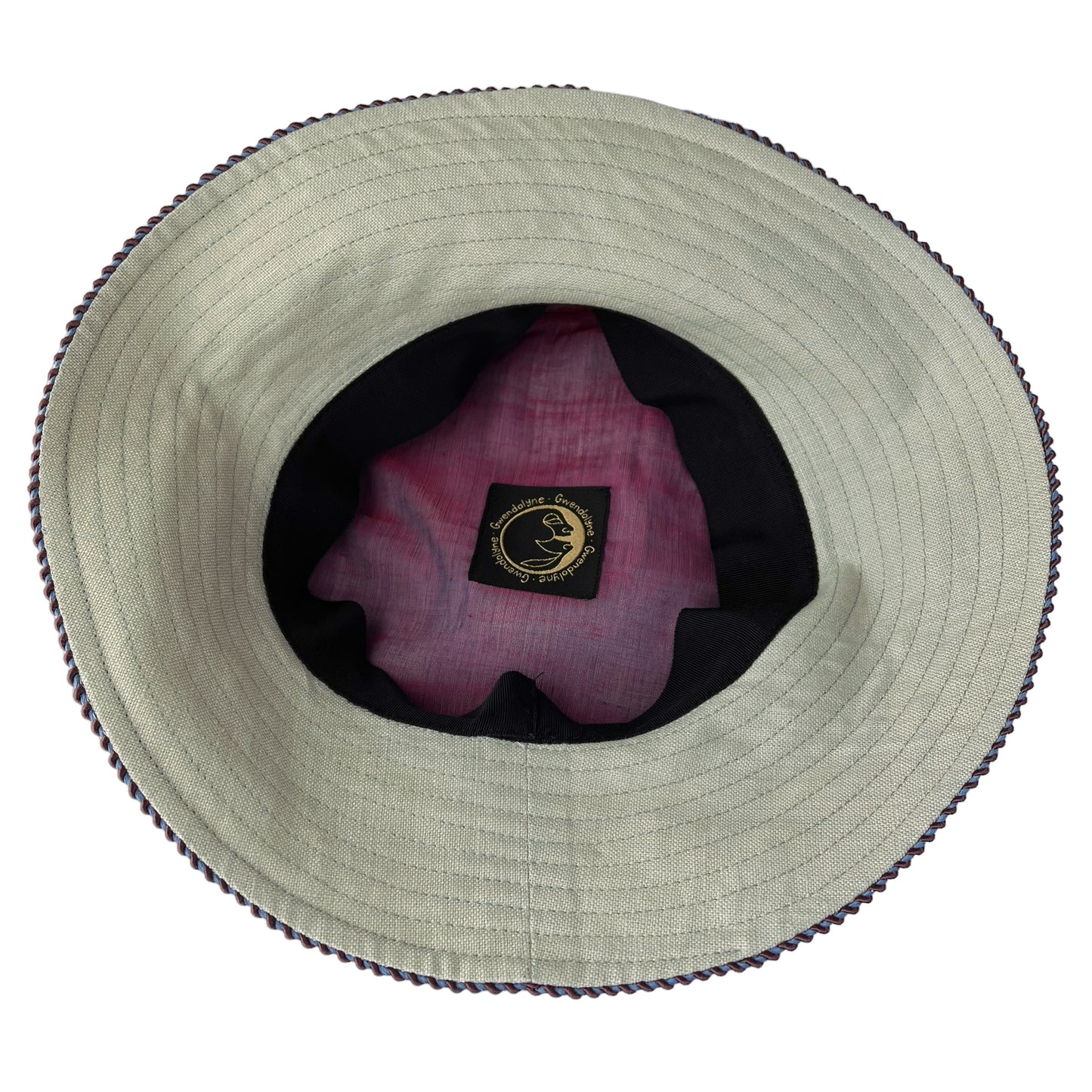 Zinnia Design Linen Wide Rim Sun Hat Size Large Pastel Green