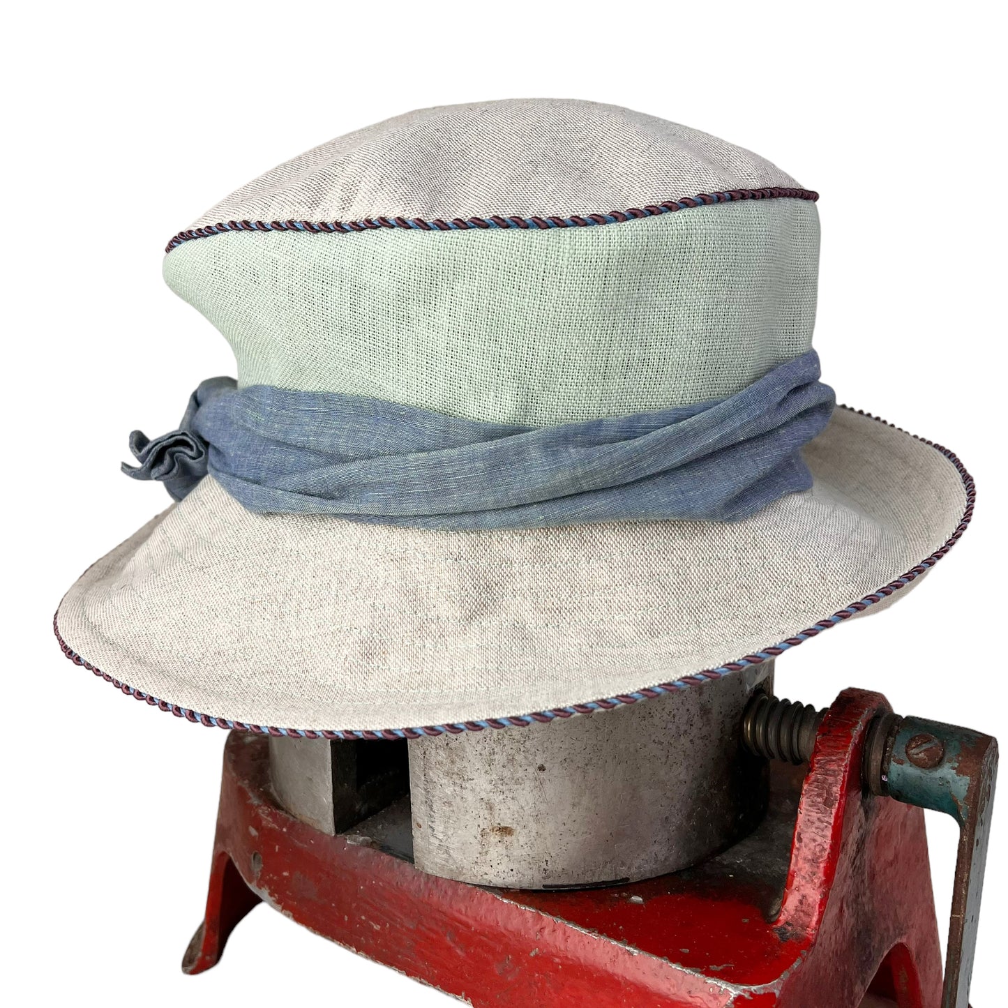 Zinnia Design Linen Wide Rim Sun Hat Size Large Pastel Green