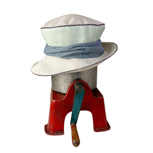 Zinnia Design Linen Wide Rim Sun Hat Size Large Pastel Green