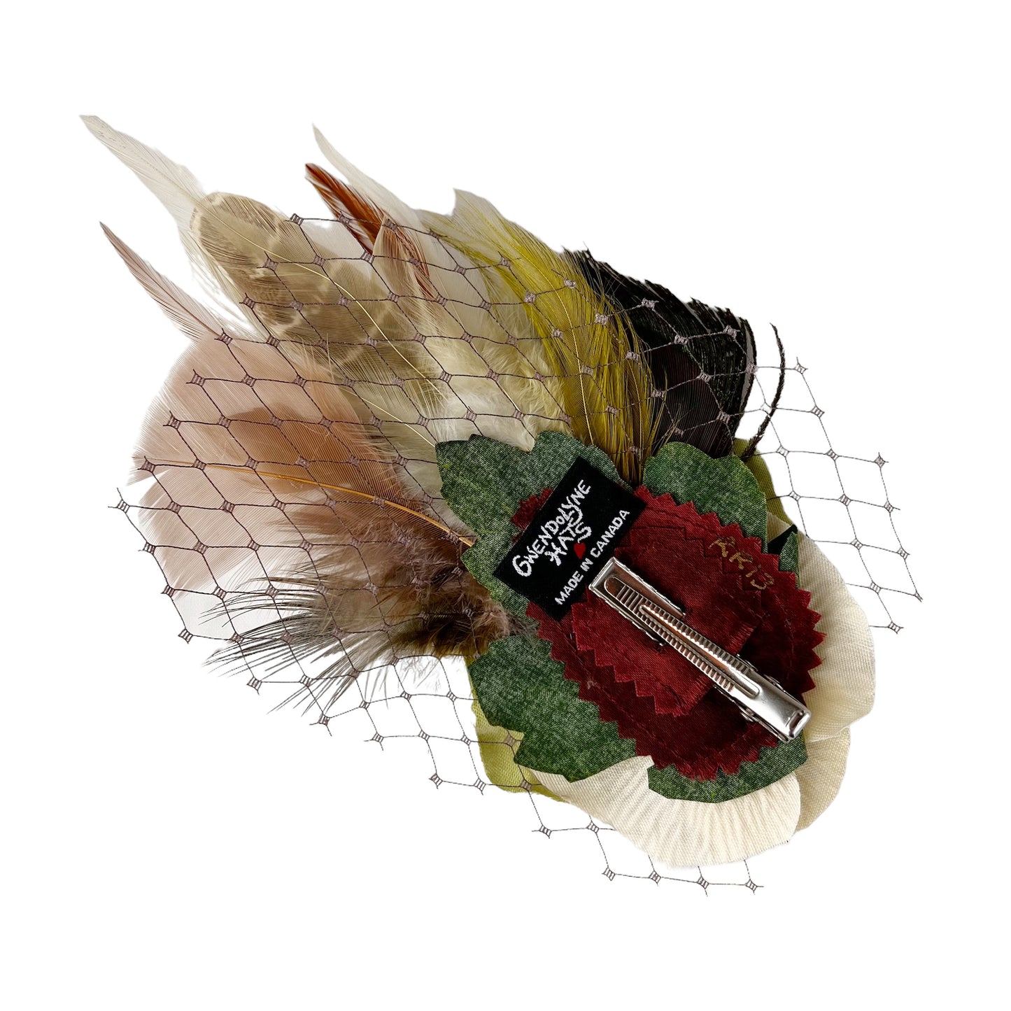 Green Chartreuse Rose Peacock Feather Fascinator Hair Clip edition #13