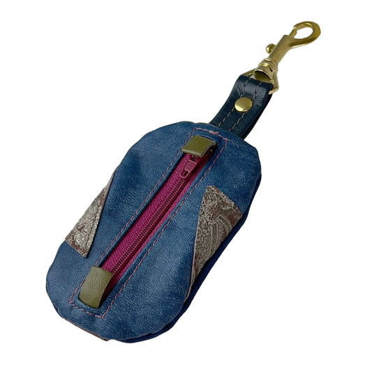 Coin Pod Leather Change Purse Denim Blue