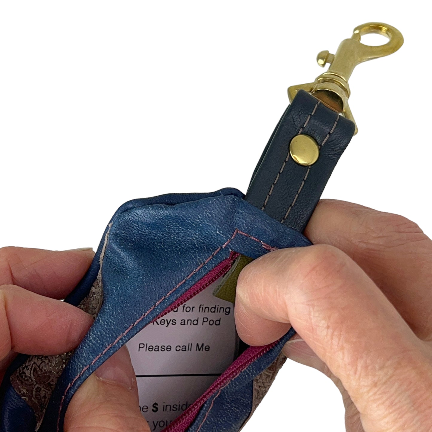 Coin Pod Leather Change Purse Denim Blue