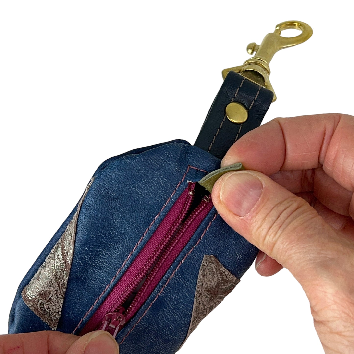 Coin Pod Leather Change Purse Denim Blue