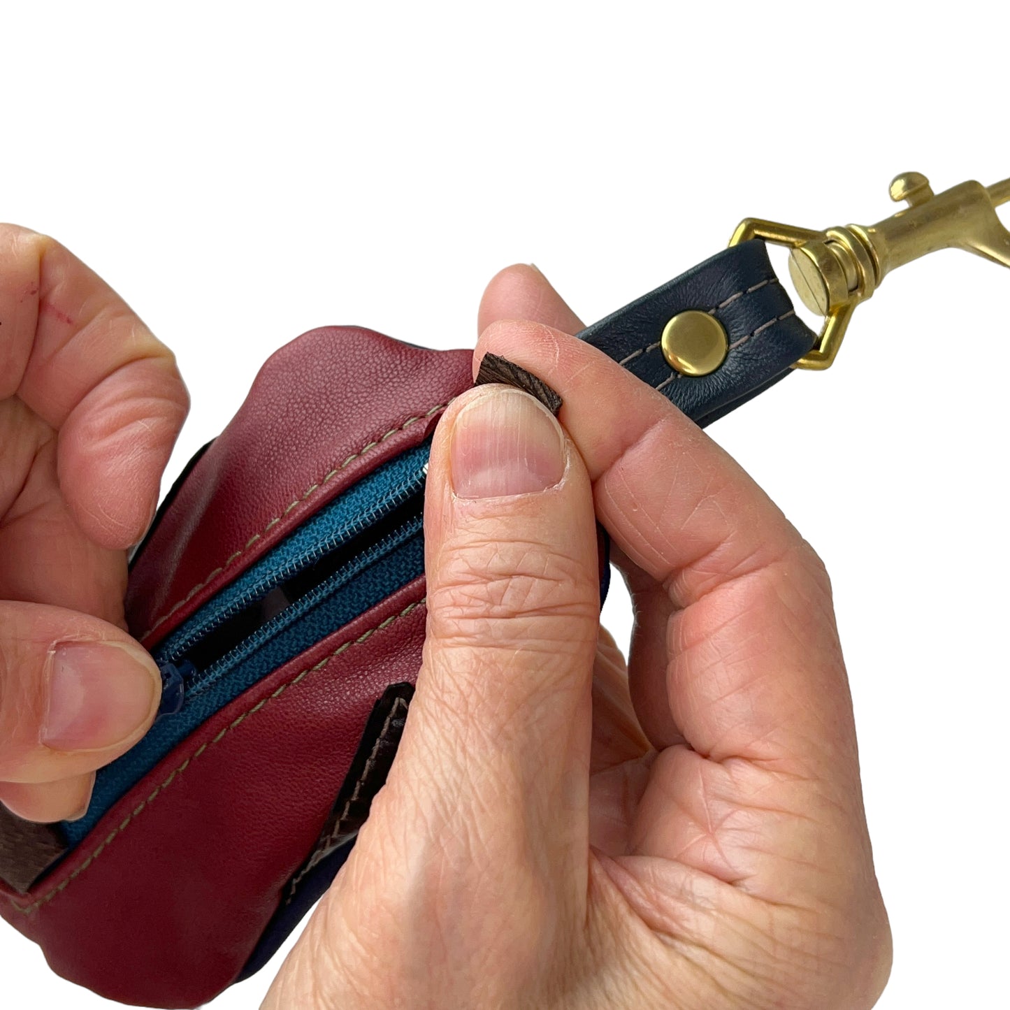 Coin Pod Leather Change Purse Red Blue