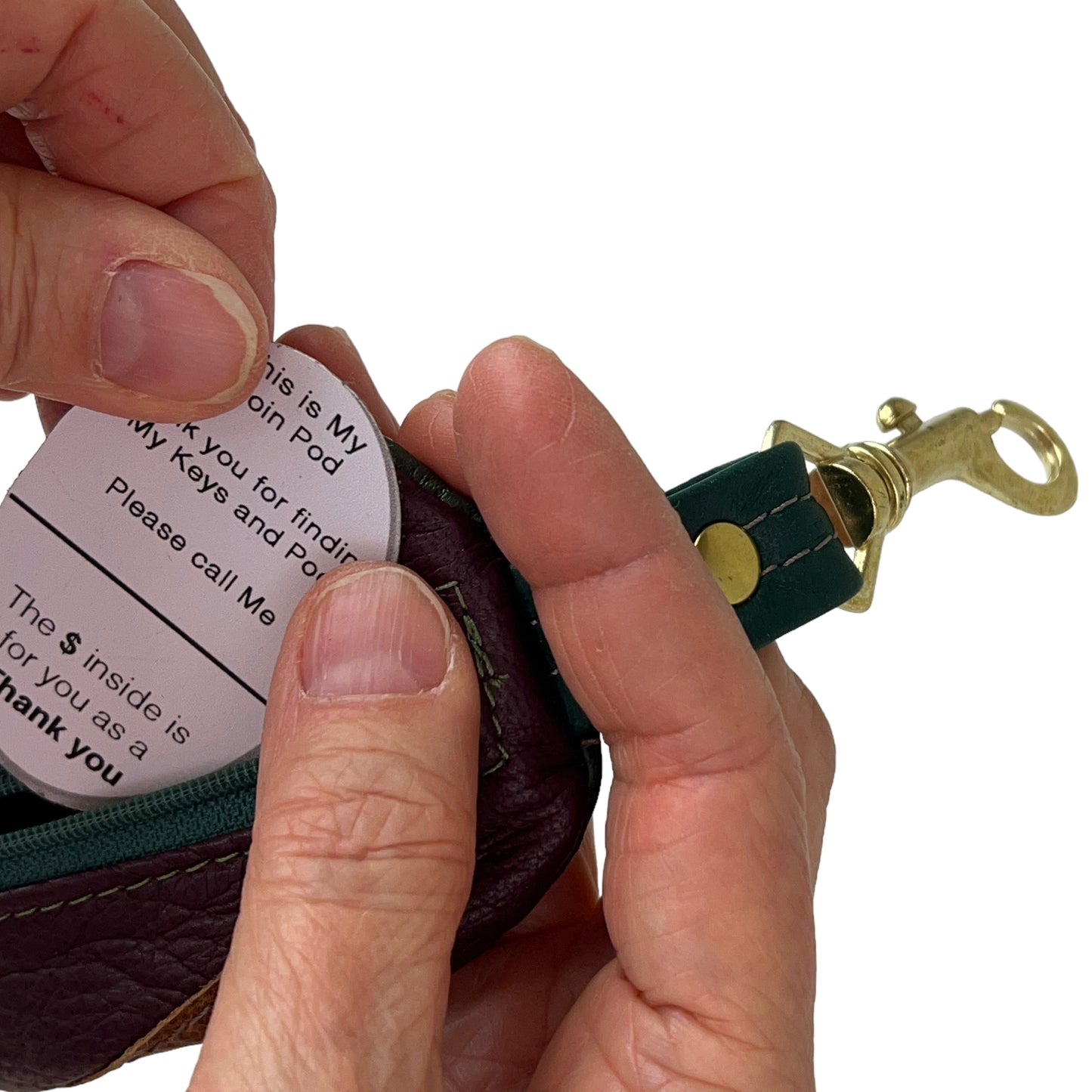 Coin Pod Leather Change Purse Wine Brown