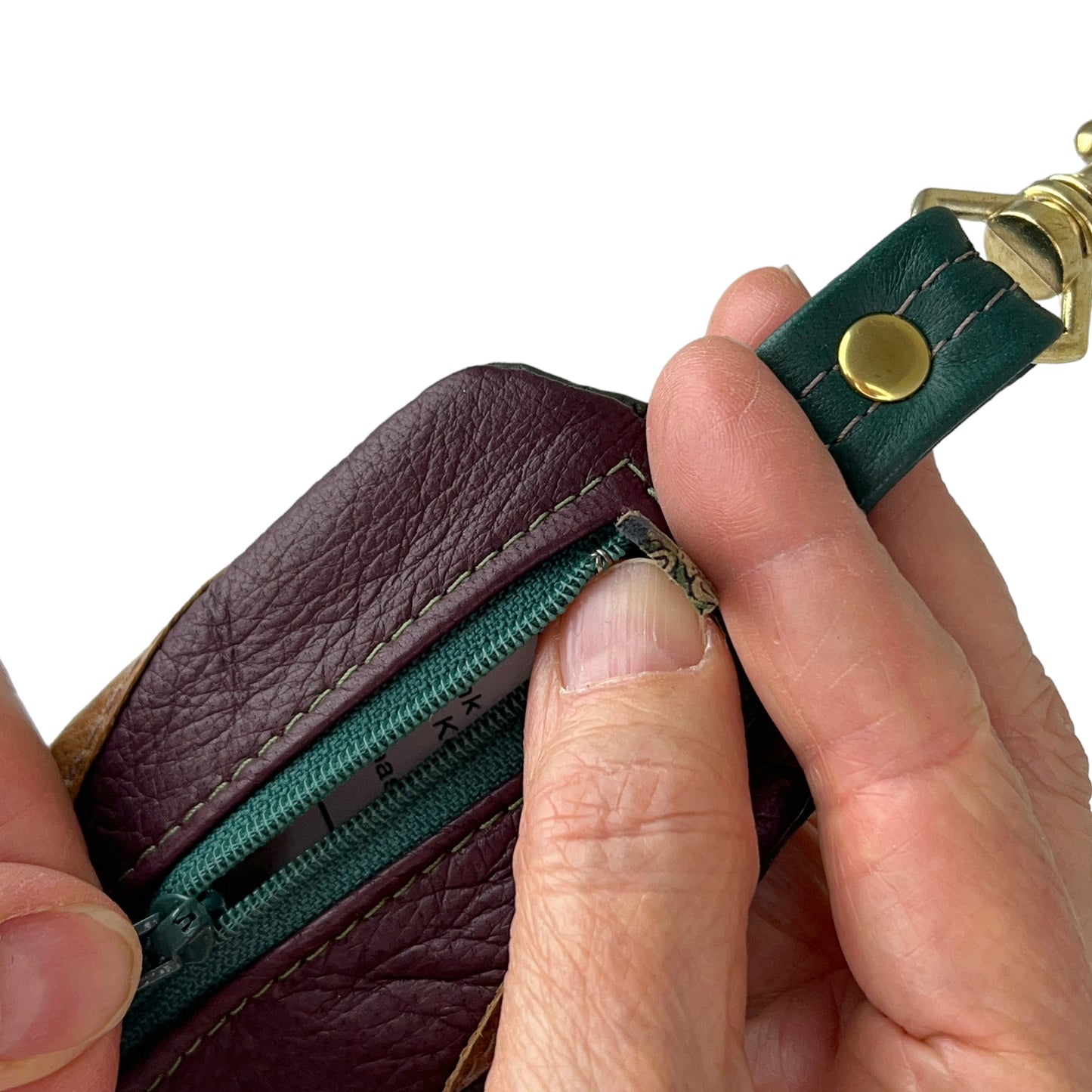 Coin Pod Leather Change Purse Wine Brown