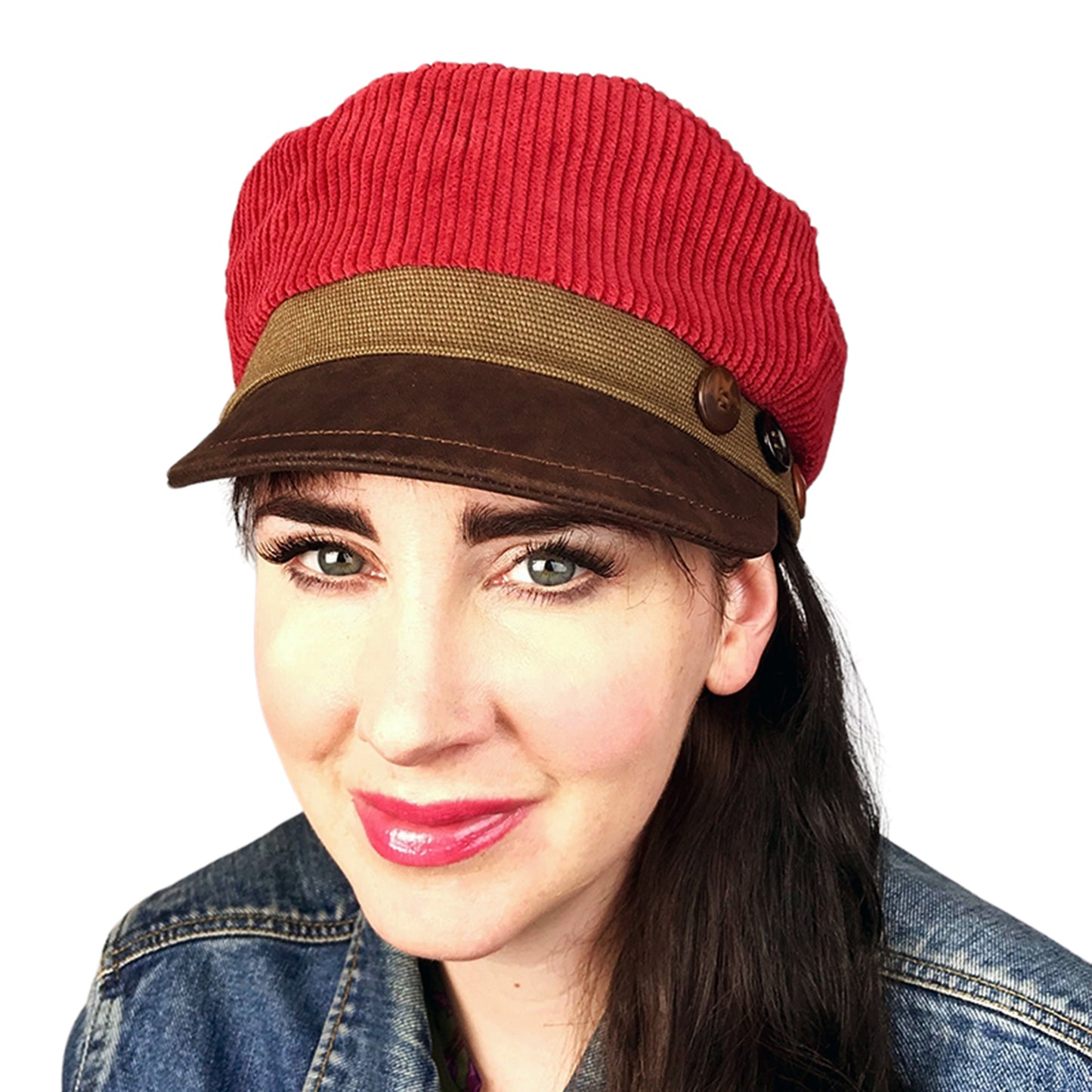 Red Brown Cordy Peak Cap Size Medium