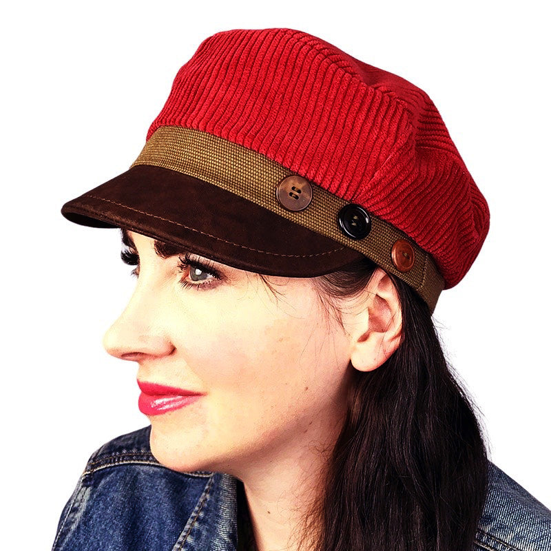 Red Brown Cordy Peak Cap Size Medium