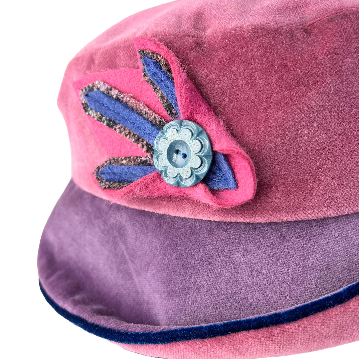 La Bijou Velvet Cloche Hat Size Large Pink