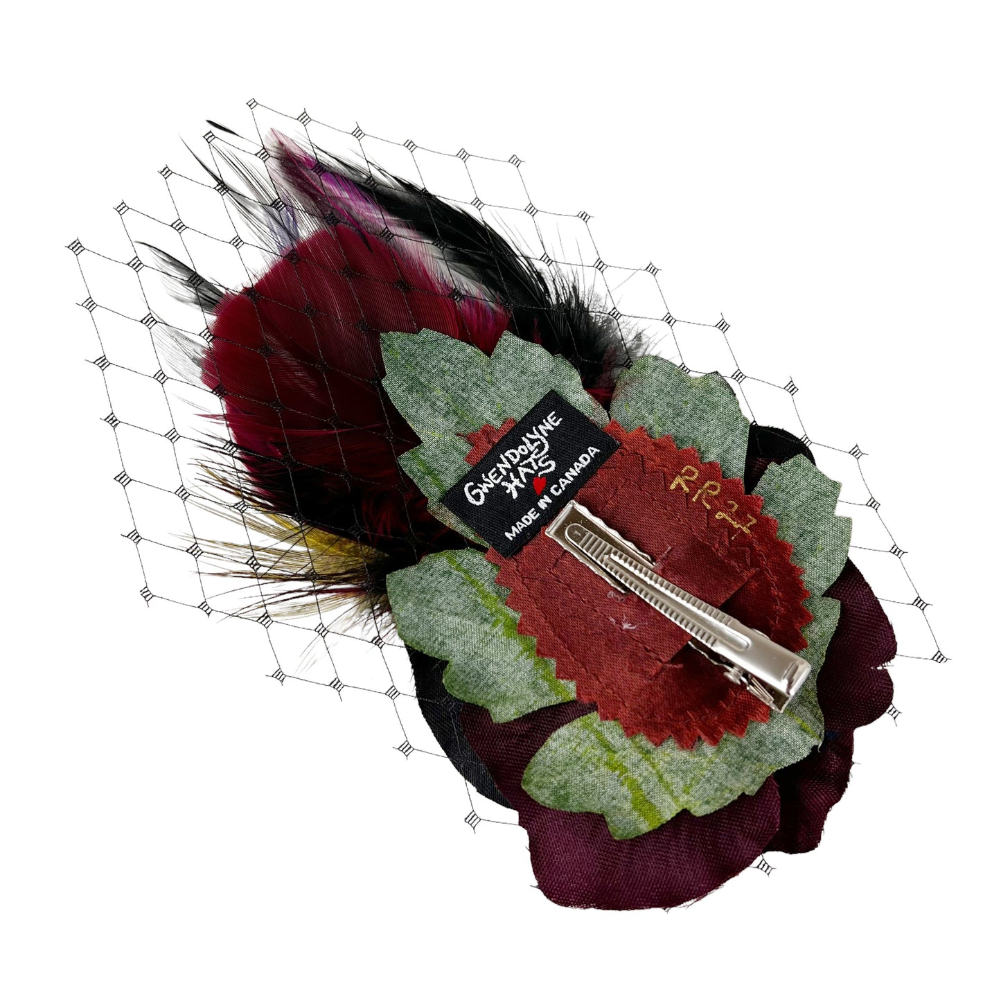 Black Crimson Red Rose Fascinator Hair Clip