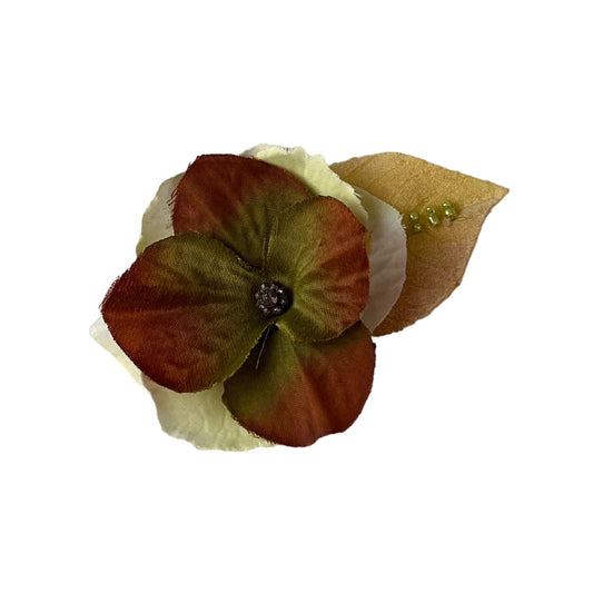 Small Flower Hat Clip Earthy Gold Tan Ivory