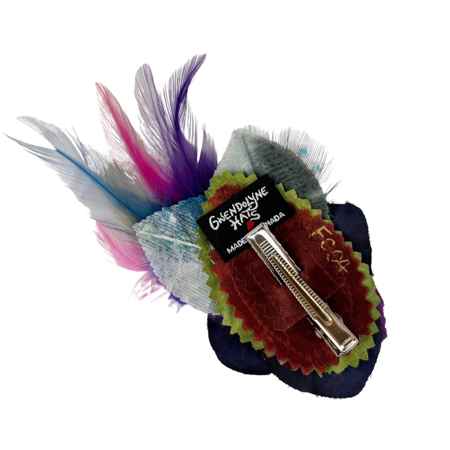 Small Flower Feather Hair Clip Violet Pink