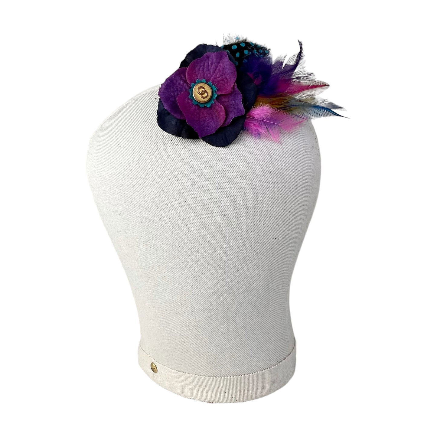 Small Flower Feather Hair Clip Violet Pink