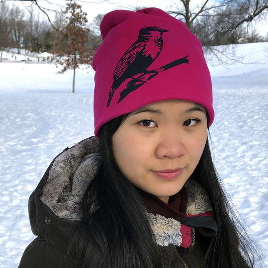 Sparrow Slouchy Bird Toque Hat Fuchsia Red