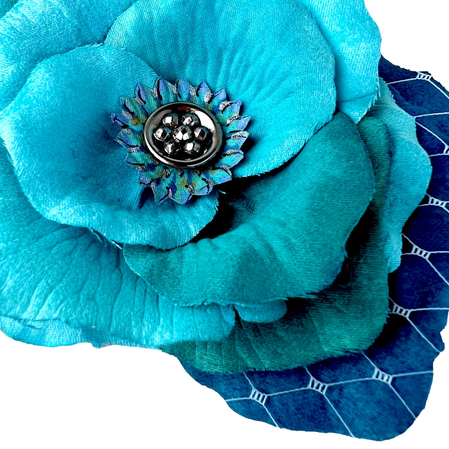 Blue Turquoise Rose Fascinator Clip